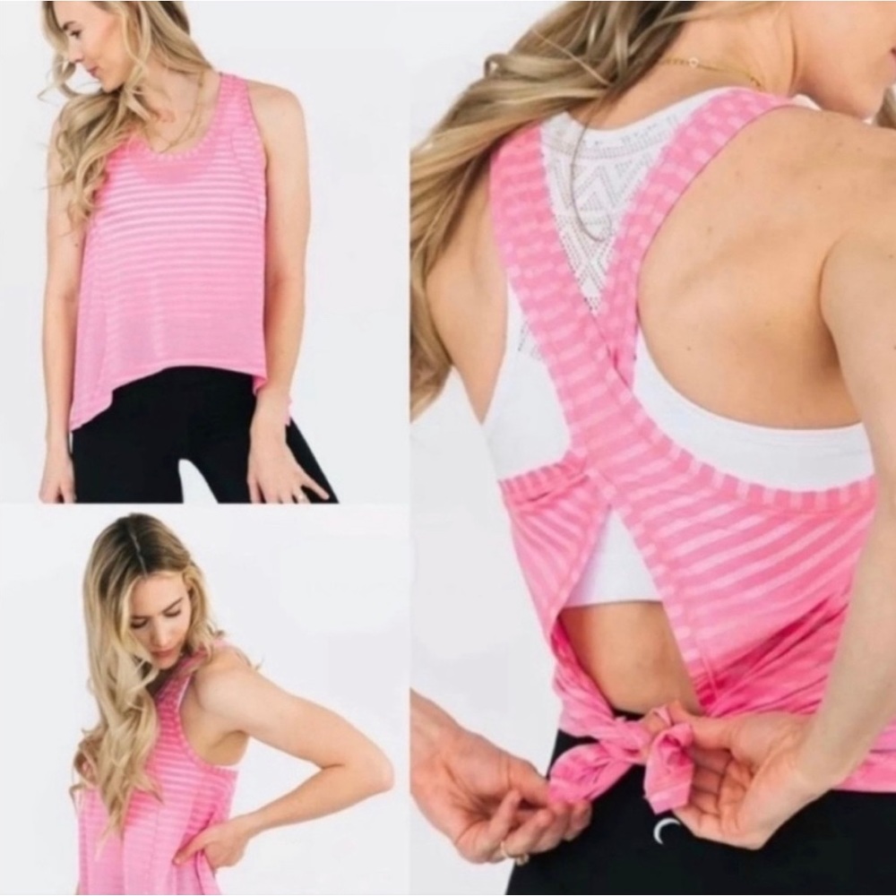 NIB - ZYIA Nimbus Sheer Stripe Split Back Tank, XXL